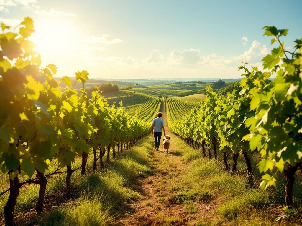 Abendliche Gassi-Runde durch die Weinberge über dem Maintal bei Würzburg